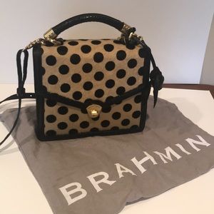 Brahmin PolkaDot Black/Tan Leather/ponyhair purse